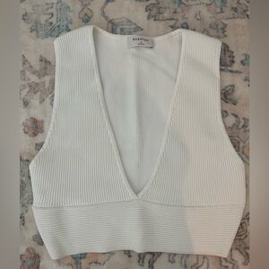 Babaton white Ribbed Crop Top